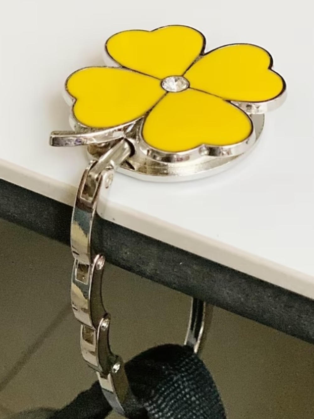 Yellow Four-Leaf Clover Purse Hook